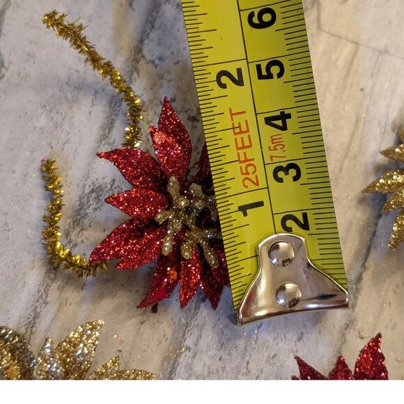 Crafting Poinsettias Sparkly Christmas Flower Gold & Red - Picture 5 of 6